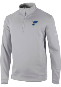 Columbia St Louis Blues Mens Grey Heat Seal Omni Wick Wickhams Hills Long Sleeve Qtr Zip Pullover