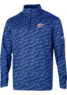 Columbia Oklahoma City Thunder Mens Blue Wickham Hills Honeycomb Long Sleeve Qtr Zip Pullover