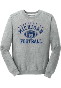 Michigan Wolverines Mens Grey Stacked Long Sleeve Crew Sweatshirt