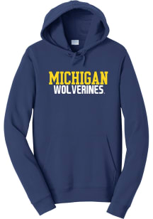 Michigan Wolverines Mens Blue Number One Graphic Football Long Sleeve Hoodie