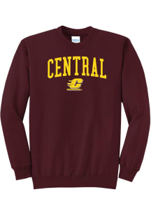 Central Michigan Chippewas Mens Maroon Arch Logo Long Sleeve Crew Sweatshirt