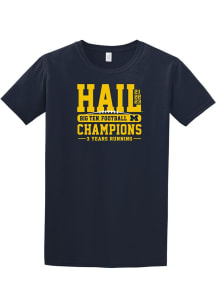 Michigan Wolverines Blue 2023 Back to Back Hail Conference Champions Short Sleeve T Shirt