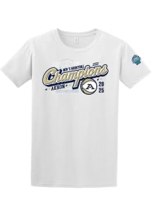 Akron Zips White 2025 MAC Mens Basketball Tournament Champions Short Sleeve T Shirt