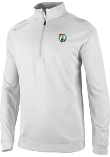 Columbia Boston Celtics Mens White Heat Seal Oakland Downs Long Sleeve Qtr Zip Pullover