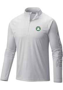 Columbia Boston Celtics Mens White Heat Seal Terminal Tackle Long Sleeve Qtr Zip Pullover