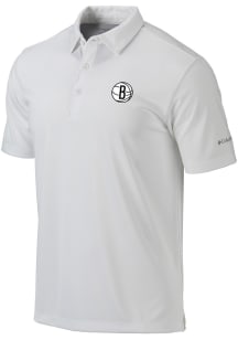 Columbia Brooklyn Nets Mens White Heat Seal Omni Wick Drive Short Sleeve Polo