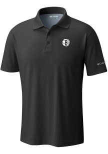 Columbia Brooklyn Nets Mens Black Heat Seal Low Drag Offshore Polo Short Sleeve Polo