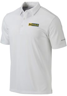 Columbia Michigan Wolverines Mens White Drive Design Short Sleeve Polo