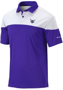 Columbia Charlotte Hornets Mens Purple Heat Seal Omni Wick Best Ball Short Sleeve Polo