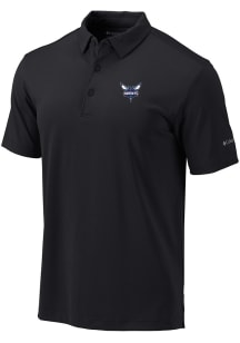Columbia Charlotte Hornets Mens Black Heat Seal Omni Wick Drive Short Sleeve Polo