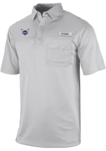 Columbia Charlotte Hornets Mens Grey Heat Seal Omni Wick Flycaster Short Sleeve Polo
