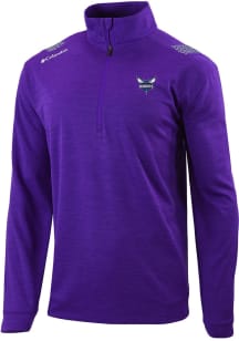 Columbia Charlotte Hornets Mens Purple Heat Seal Oakland Downs Long Sleeve Qtr Zip Pullover