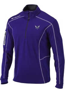 Columbia Charlotte Hornets Mens Purple Heat Seal Omni Wick Shotgun Long Sleeve Qtr Zip Pullover