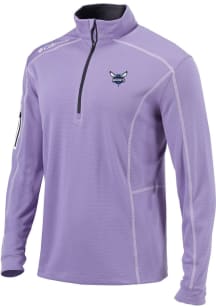 Columbia Charlotte Hornets Mens Lavender Heat Seal Omni Wick Shotgun Long Sleeve Qtr Zip Pullover
