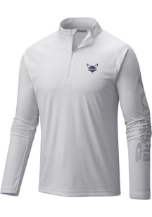 Columbia Charlotte Hornets Mens White Heat Seal Terminal Tackle Long Sleeve Qtr Zip Pullover