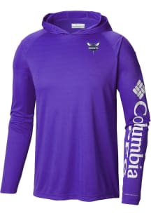Columbia Charlotte Hornets Mens Purple Heat Seal Terminal Tackle Long Sleeve Hoodie