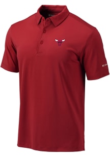 Columbia Chicago Bulls Mens Red Heat Seal Omni Wick Drive Short Sleeve Polo