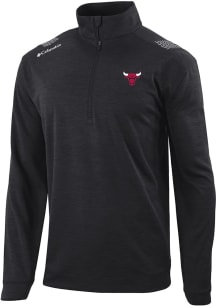 Columbia Chicago Bulls Mens Black Heat Seal Oakland Downs Long Sleeve Qtr Zip Pullover