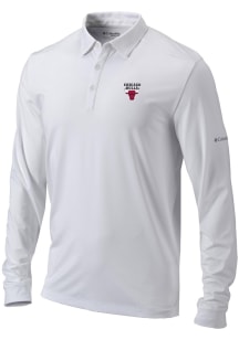 Columbia Chicago Bulls Mens White Heat Seal Omni Wick Pin High Long Sleeve Polo Shirt