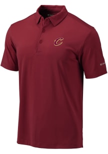 Columbia Cleveland Cavaliers Mens Red Heat Seal Omni Wick Drive Short Sleeve Polo