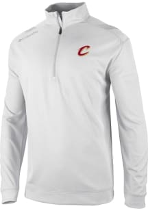 Columbia Cleveland Cavaliers Mens White Heat Seal Oakland Downs Long Sleeve Qtr Zip Pullover