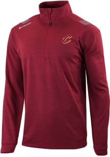 Columbia Cleveland Cavaliers Mens Red Heat Seal Oakland Downs Long Sleeve Qtr Zip Pullover