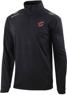 Columbia Cleveland Cavaliers Mens Black Heat Seal Oakland Downs Long Sleeve Qtr Zip Pullover