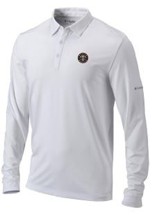 Columbia Denver Nuggets Mens White Heat Seal Omni Wick Pin High Long Sleeve Polo Shirt