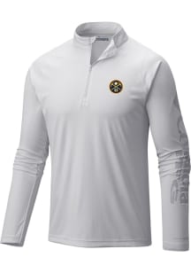 Columbia Denver Nuggets Mens White Heat Seal Terminal Tackle Long Sleeve Qtr Zip Pullover