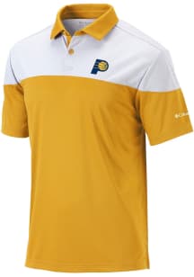 Columbia Indiana Pacers Mens Gold Heat Seal Omni Wick Best Ball Short Sleeve Polo