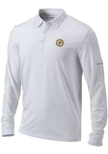 Columbia Indiana Pacers Mens White Heat Seal Omni Wick Pin High Long Sleeve Polo Shirt