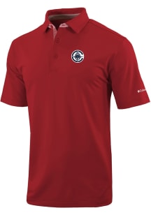 Columbia Los Angeles Clippers Mens Red Heat Seal Even Lie Short Sleeve Polo