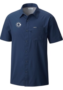 Columbia Los Angeles Clippers Mens Navy Blue Heat Seal Slack Tide Camp Short Sleeve Dress Shirt