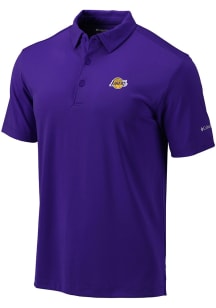 Columbia Los Angeles Lakers Mens Purple Heat Seal Omni Wick Drive Short Sleeve Polo