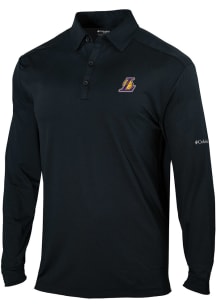 Columbia Los Angeles Lakers Mens Black Heat Seal Omni Wick Pin High Long Sleeve Polo Shirt