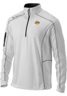 Columbia Los Angeles Lakers Mens White Heat Seal Omni Wick Shotgun Long Sleeve Qtr Zip Pullover