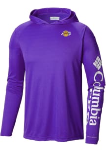 Columbia Los Angeles Lakers Mens Purple Heat Seal Terminal Tackle Long Sleeve Hoodie