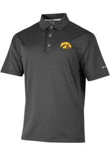 Columbia Iowa Hawkeyes Mens Black Sand Tee Polo Short Sleeve Polo