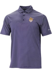 Columbia LSU Tigers Mens Purple Double Hit Polo Short Sleeve Polo