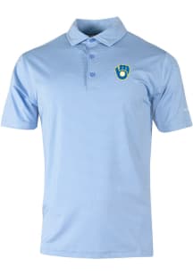 Columbia Milwaukee Brewers Mens White Double Hit Polo Short Sleeve Polo