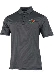 Columbia Minnesota Wild Mens Black Double Hit Polo Short Sleeve Polo