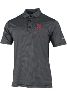Columbia Oklahoma Sooners Mens Black Double Hit Polo Short Sleeve Polo