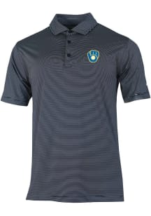 Columbia Milwaukee Brewers Mens Navy Blue Double Hit Polo Short Sleeve Polo
