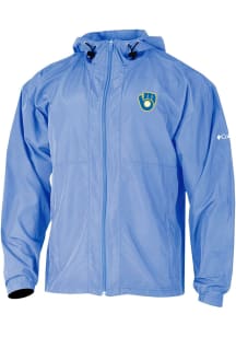 Columbia Milwaukee Brewers Mens White Prodigy Windbreaker Light Weight Jacket