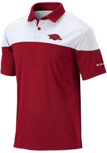 Columbia Arkansas Razorbacks Mens Red Heat Seal Omni Wick Best Ball Short Sleeve Polo