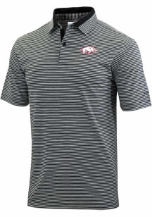 Columbia Arkansas Razorbacks Mens Black Heat Seal Golden Hills Polo Short Sleeve Polo