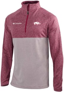 Columbia Arkansas Razorbacks Mens Red Heat Seal Omni Wick Rockin It Long Sleeve Qtr Zip Pullover