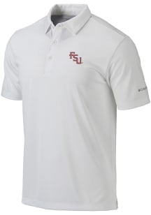 Columbia Florida State Seminoles Mens White Heat Seal Omni Wick Drive Short Sleeve Polo