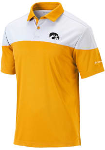 Columbia Iowa Hawkeyes Mens Gold Heat Seal Omni Wick Best Ball Short Sleeve Polo