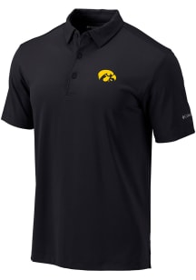 Columbia Iowa Hawkeyes Mens Black Heat Seal Omni Wick Drive Short Sleeve Polo